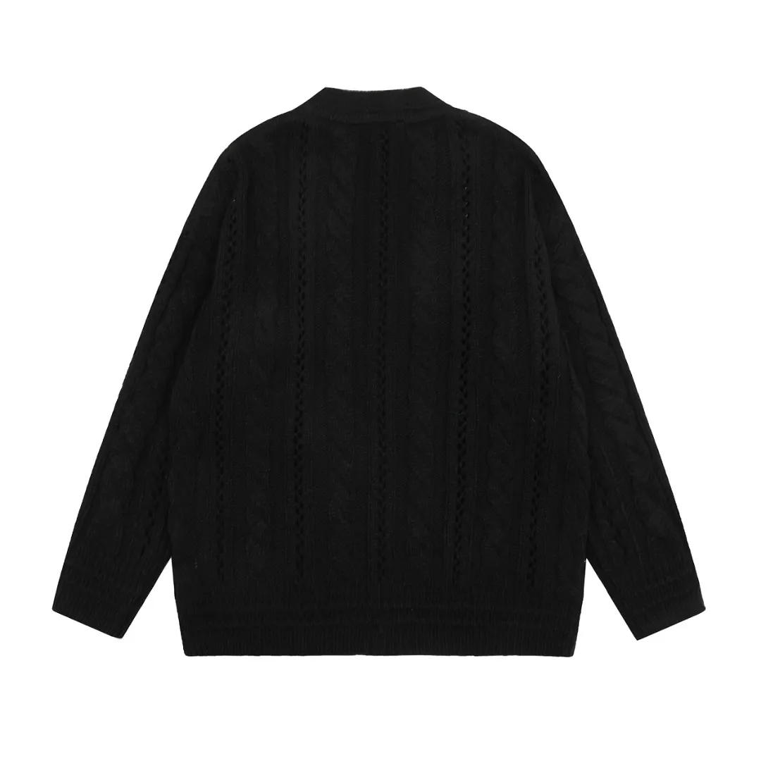 vivienne west wood West Queen Vivian Saturn New Retro "Unisex" Hollow Knitted Sweater Wool Cardigan 2024 Spring Latest Style Size: S -M- L Color: Apricot Black